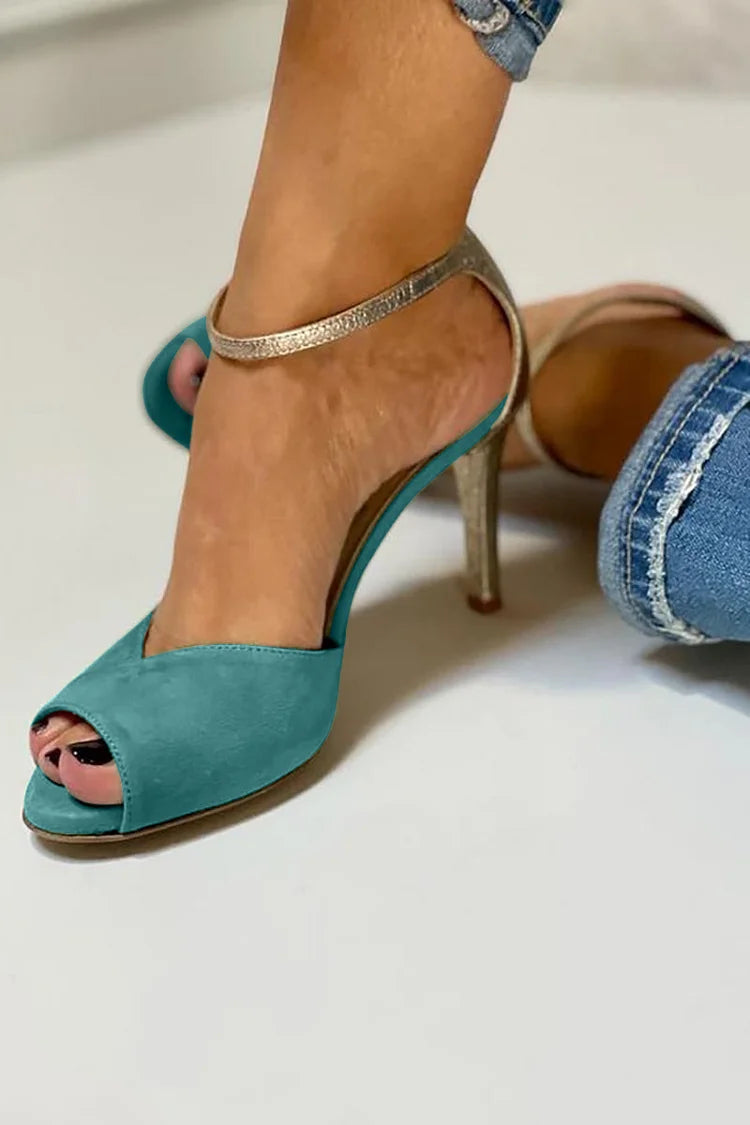 CATALANA | ZAPATOS PEEP-TOE CON TACÓN ALTO, CORREA Y SUJECIÓN