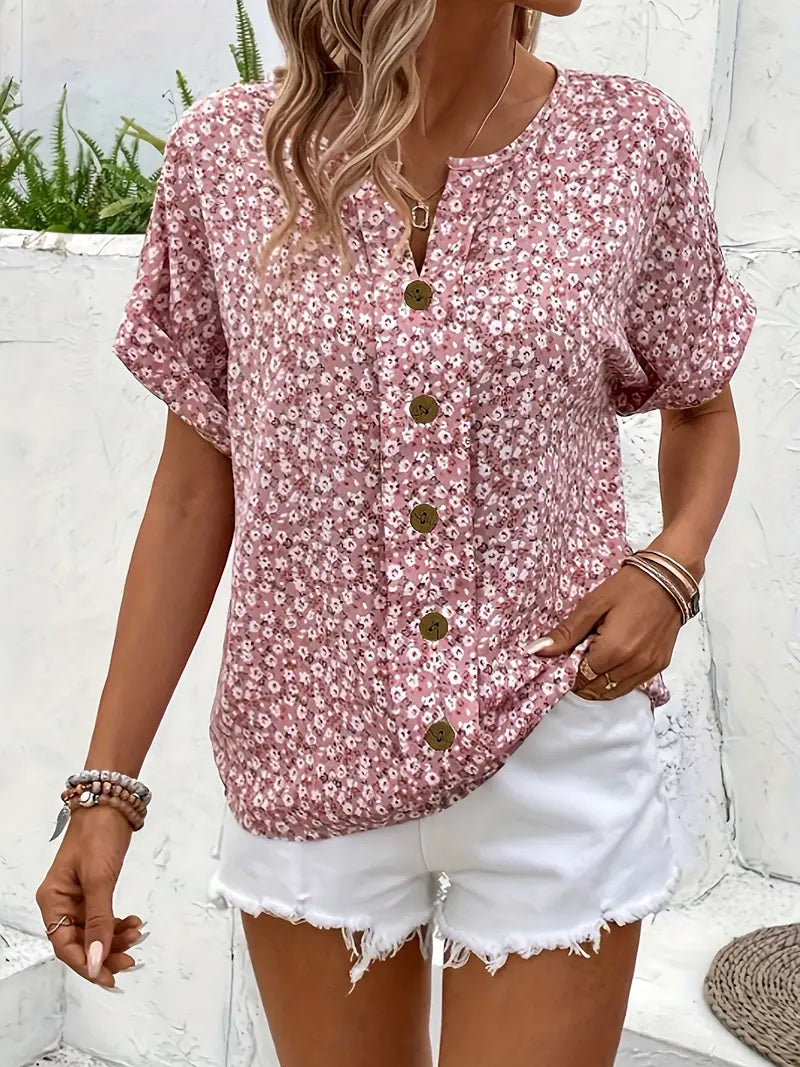 Charis™ - Blusa con Estampado Floral y Botones
