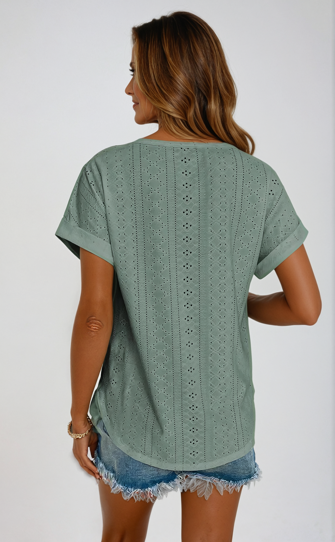 Riza™ - Blusa Casual con Ojales