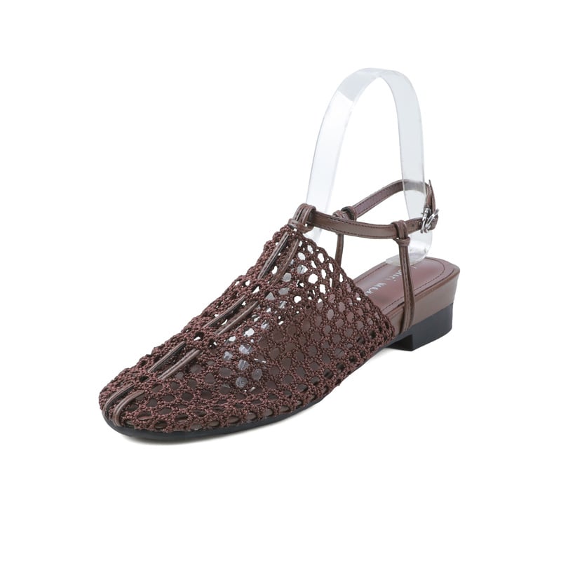 Zapatos planos de tiras en T Cemile tejidas