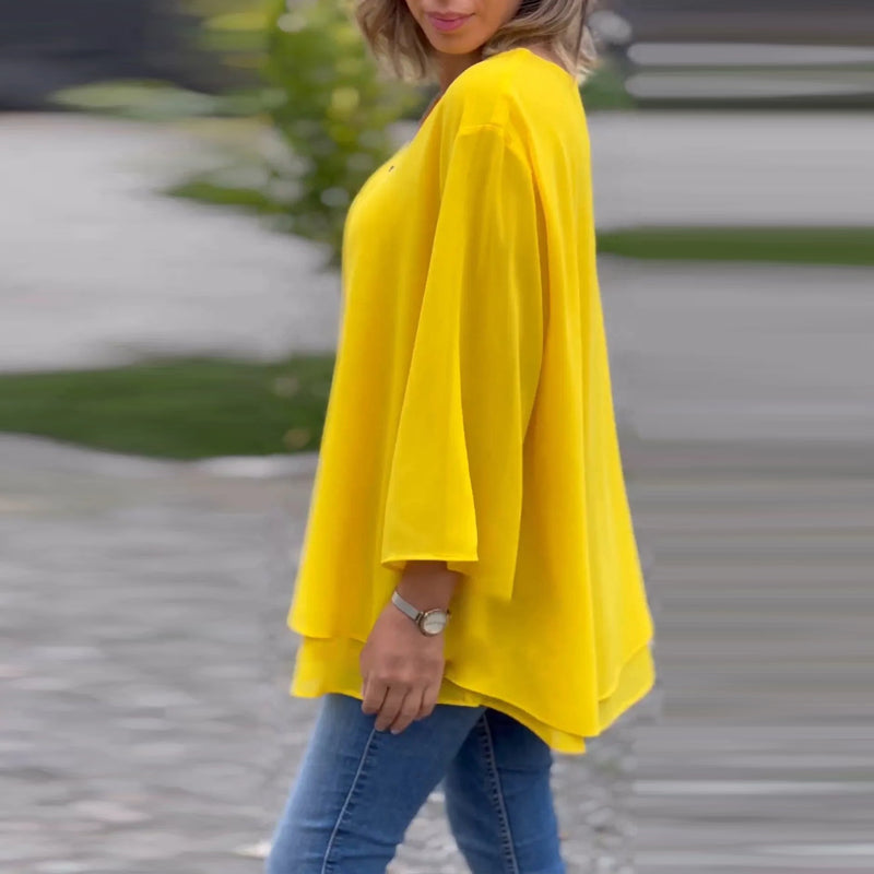 Heidi™ - Top con escote en V y cremallera de corte fluido