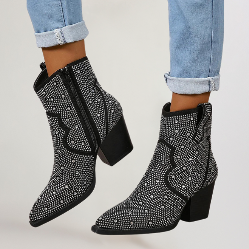 PAULA | Botas elegantes con patchwork y cremallera