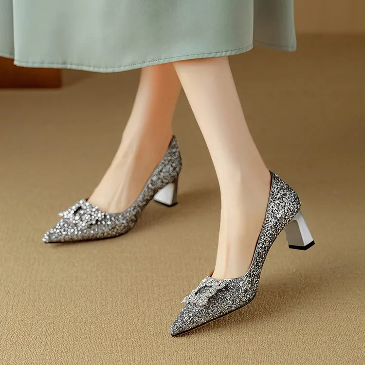 Zapatos de tacón glitter Gloria