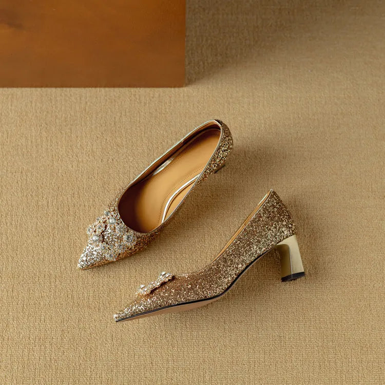 Zapatos de tacón glitter Gloria