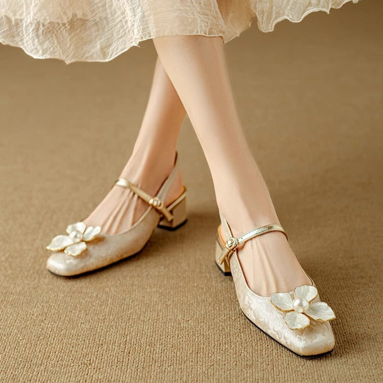 Zapatos de tacón tipo slingback de inspiración genuina