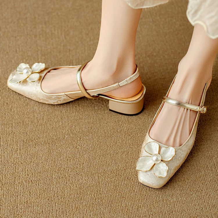 Zapatos de tacón tipo slingback de inspiración genuina