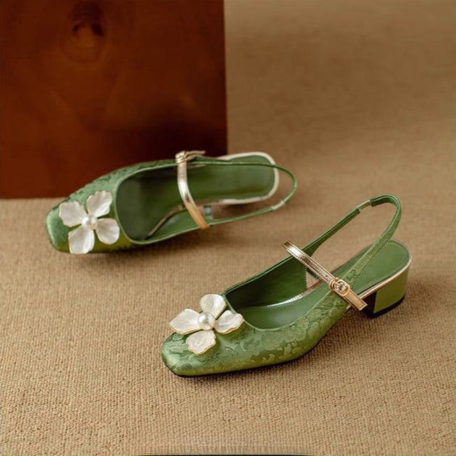 Zapatos de tacón tipo slingback de inspiración genuina