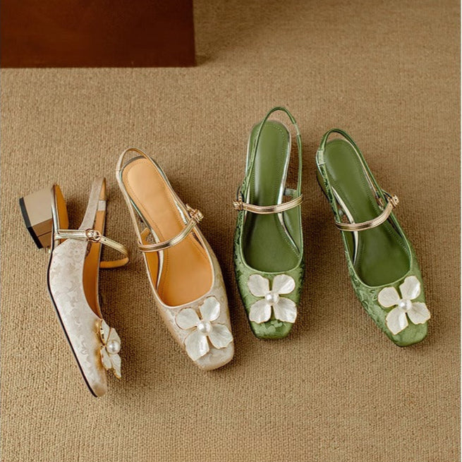 Zapatos de tacón tipo slingback de inspiración genuina