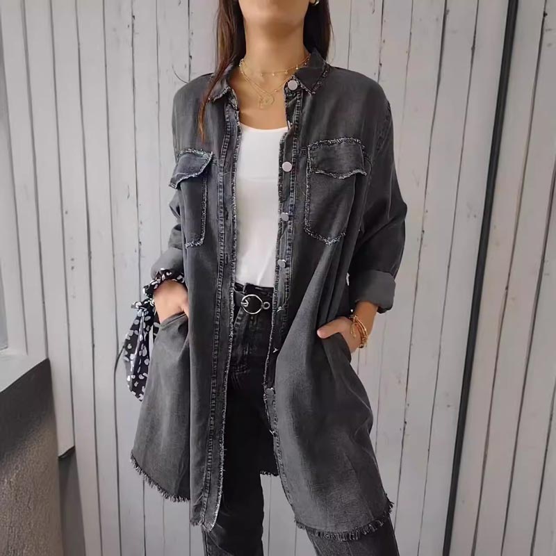 Deandra™ - Camisa de mezclilla oversize