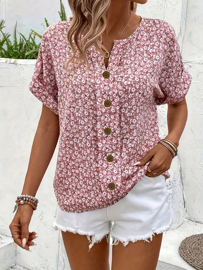 Charis™ - Blusa con Estampado Floral y Botones