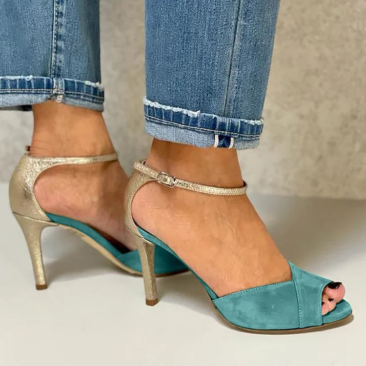 CATALANA | ZAPATOS PEEP-TOE CON TACÓN ALTO, CORREA Y SUJECIÓN