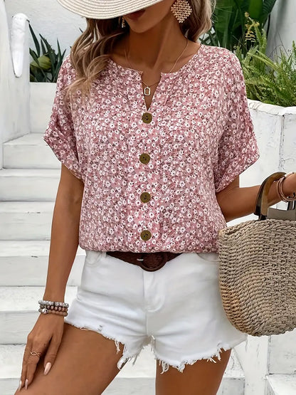 Charis™ - Blusa con Estampado Floral y Botones