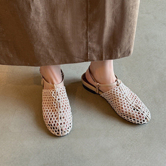 Zapatos planos de tiras en T Cemile tejidas