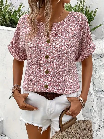 Charis™ - Blusa con Estampado Floral y Botones