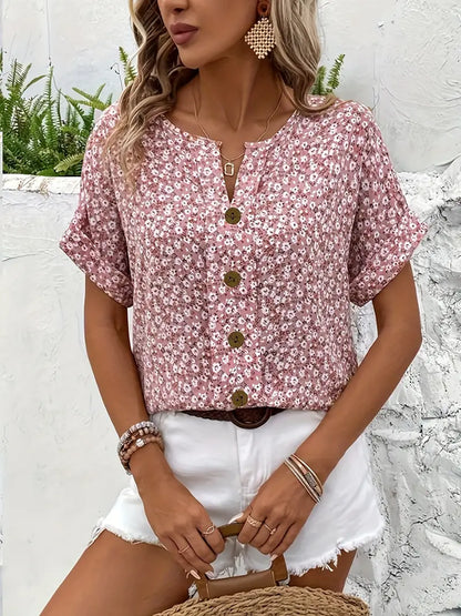 Charis™ - Blusa con Estampado Floral y Botones