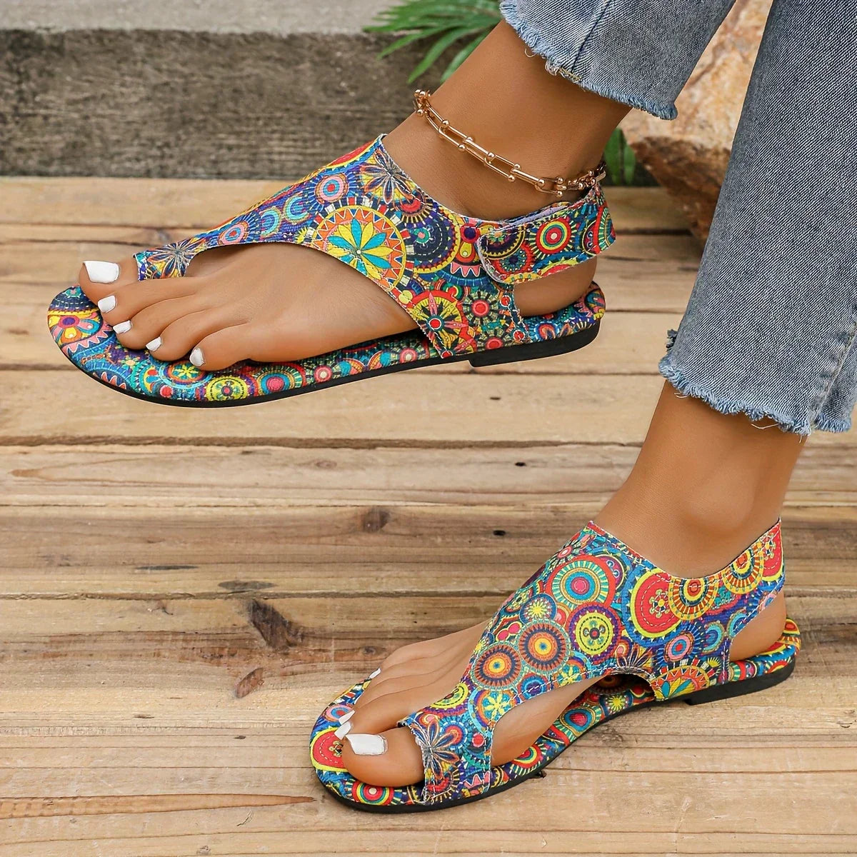 Zoe - Sandalias bohemias vintage para mujer