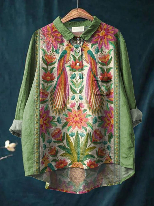 Nina | Camisa de Pavo Real Tropical