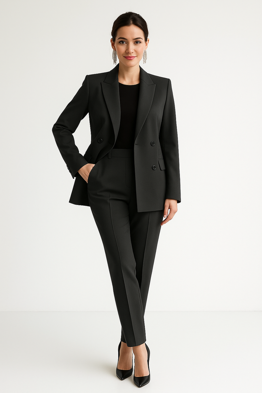 Esquina de la mujer elegante con un corte a medida