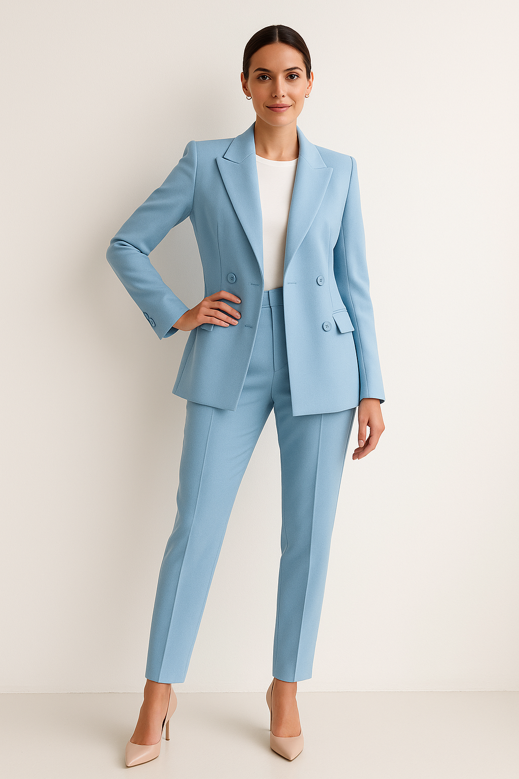 Esquina de la mujer elegante con un corte a medida