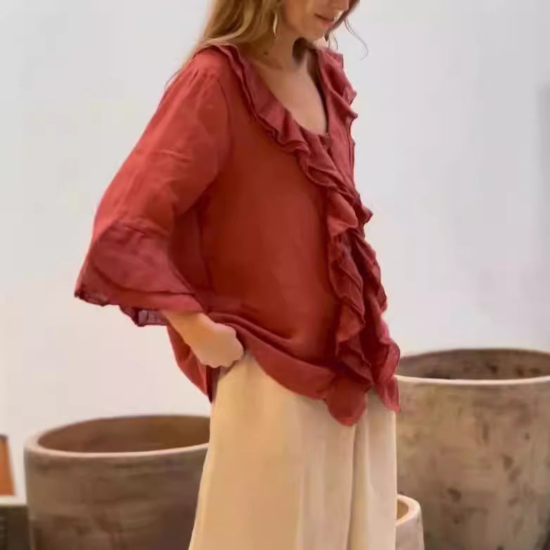 Cherry™ - Blusa Estilizada con Volantes
