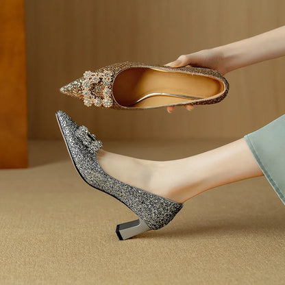 Zapatos de tacón glitter Gloria