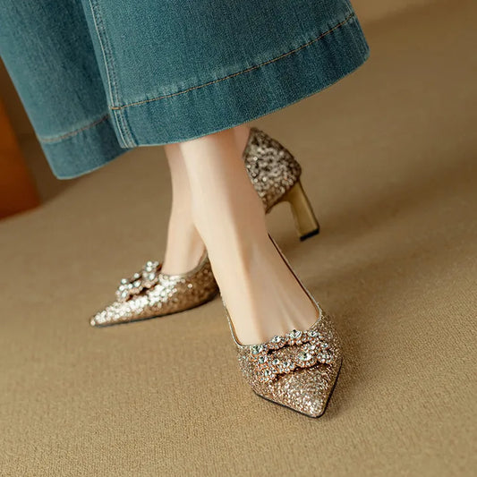 Zapatos de tacón glitter Gloria