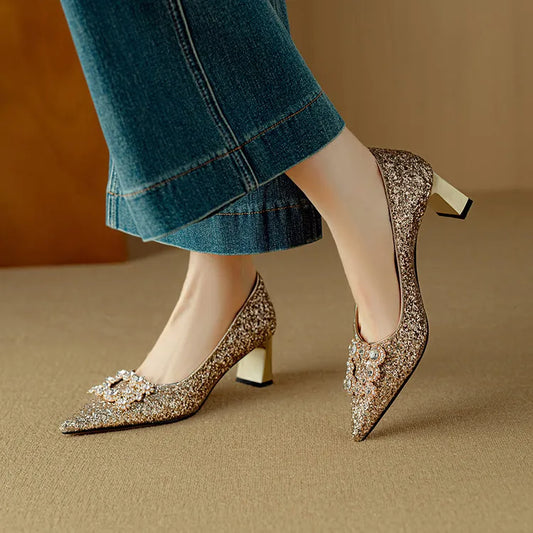 Zapatos de tacón glitter Gloria