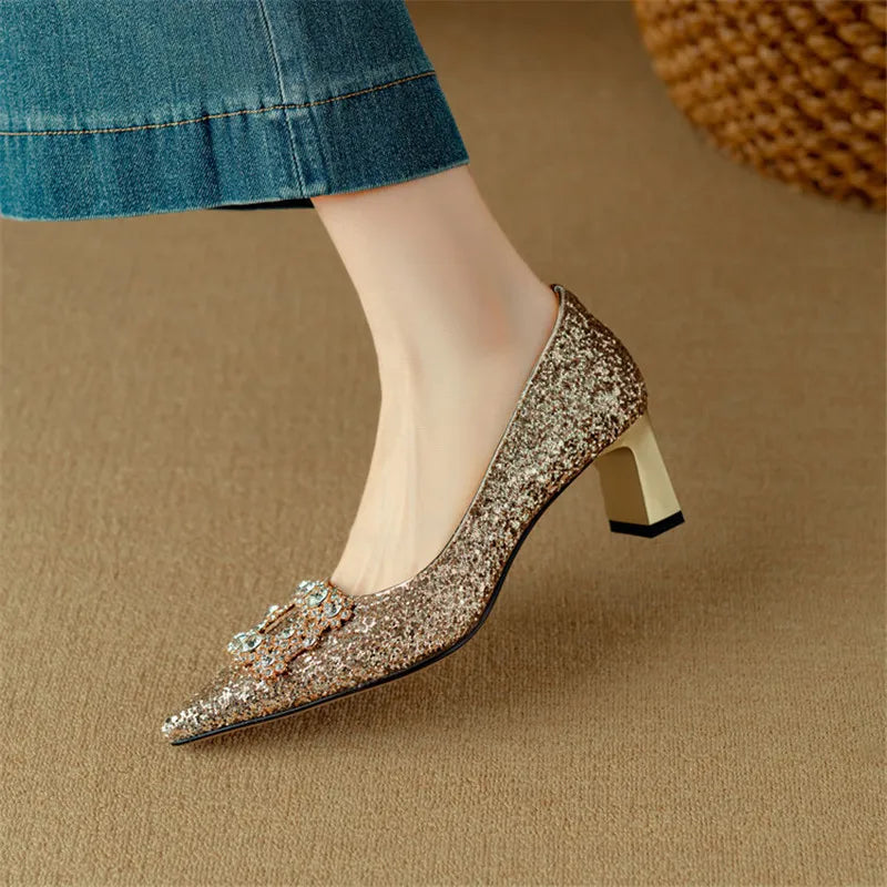 Zapatos de tacón glitter Gloria