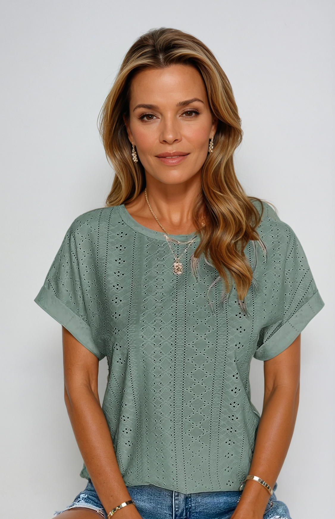 Riza™ - Blusa Casual con Ojales