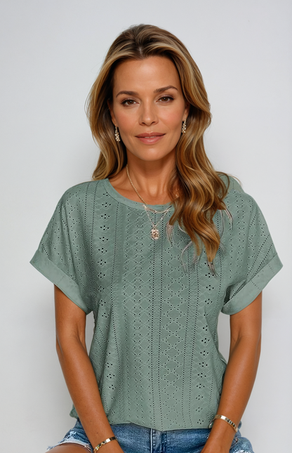 Riza™ - Blusa Casual con Ojales