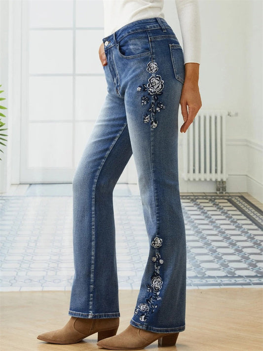 Zyrain™ - Jeans con Detalle Floral