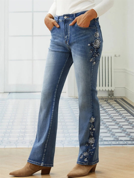 Zyrain™ - Jeans con Detalle Floral