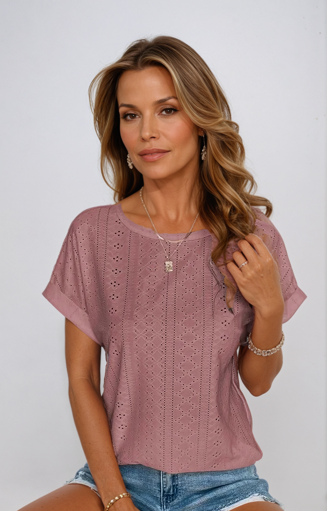 Riza™ - Blusa Casual con Ojales
