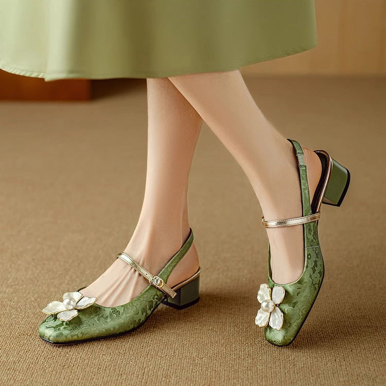 Zapatos de tacón tipo slingback de inspiración genuina