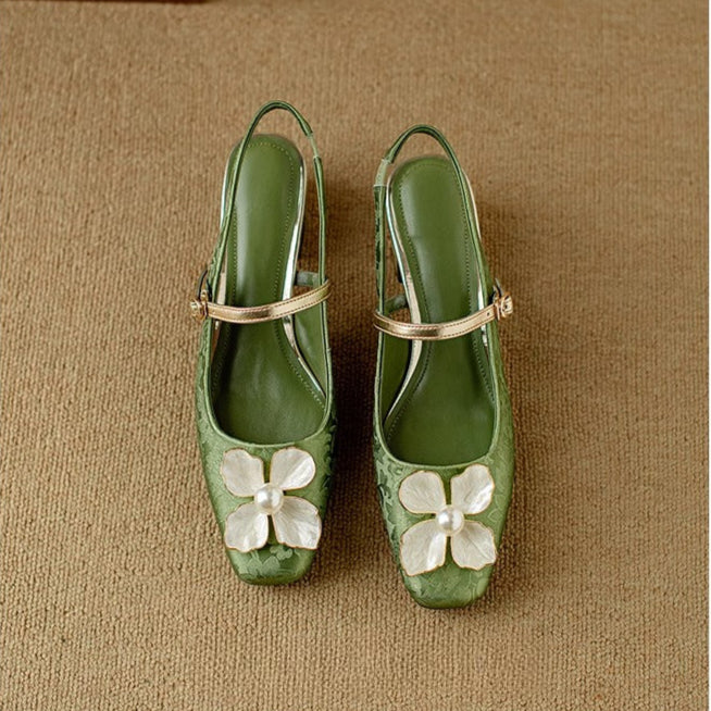 Zapatos de tacón tipo slingback de inspiración genuina