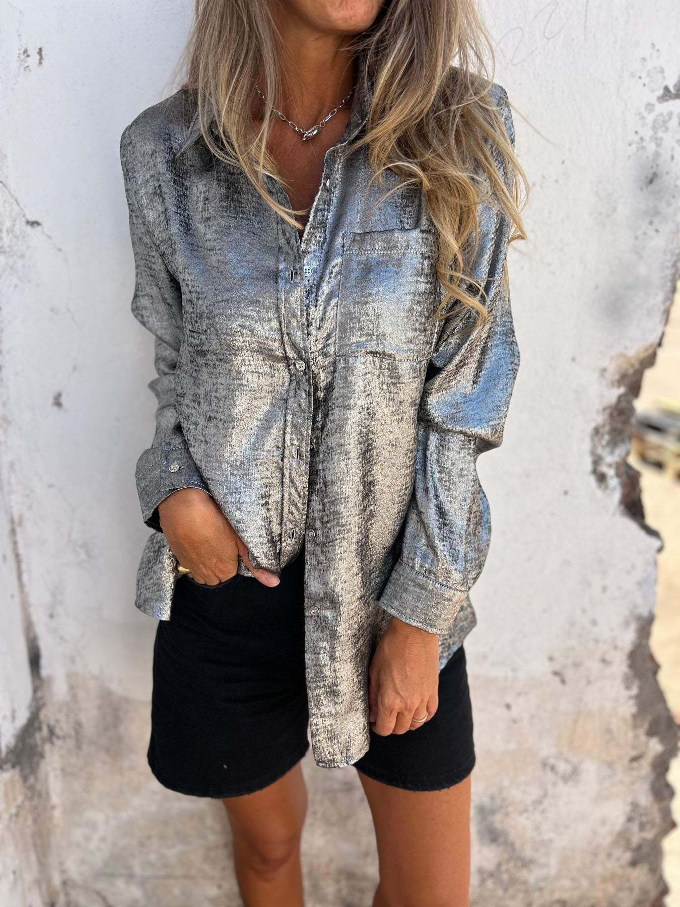 Camisa elegante con brillo Zella™