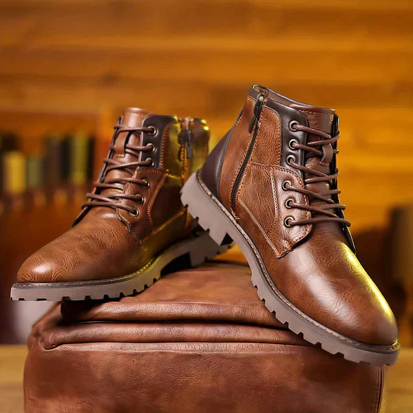 Jethro | Botines de cuero resistente con cordones