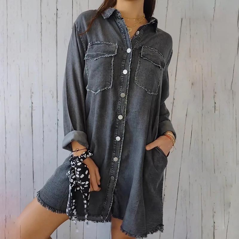 Deandra™ - Camisa de mezclilla oversize