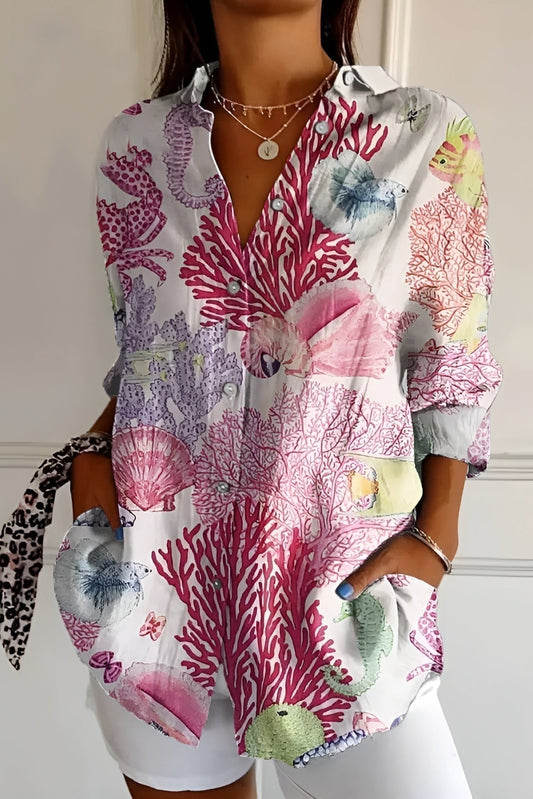 Blusa floral de arrecife de coral